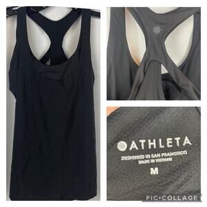 Athleta Racerback Tank With Sport Bra Black Sz. Medium